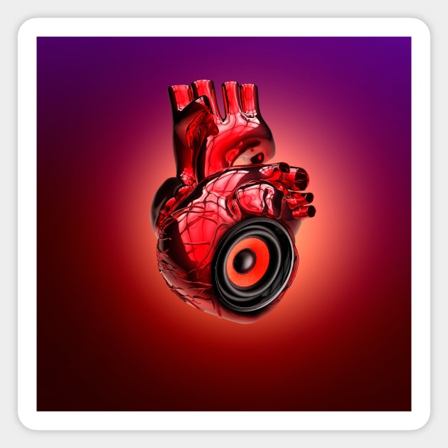 Surreal music human heart shape metal speaker. Sticker by victorhabbick